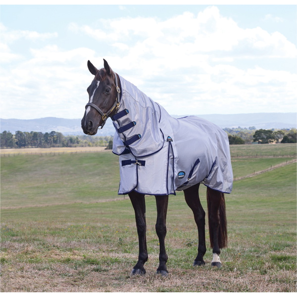 2026 Weatherbeeta Comfitec Hexi Shield Fly Sheet Combo 1029538 - Silver / Navy / White